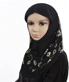 img 1 attached to Исламские тюрбаны-платки с цветочными узорами для моды мусульманских девочек и аксессуарные шарфы.