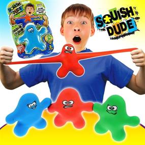 img 1 attached to 👾 Stretchy Toy Monster Dude Squish and Pull Toys (3 Pack Bulk) by JA-RU: Fun Stress Relievers for Kids and Adults! Perfect Party Favors - Stretch Toys for Boys and Girls Item #3410-3p