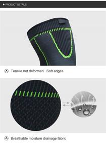 img 2 attached to 🎽 Elastic Sports Knee Support Brace Wrap Protector Pad Long Sleeve Cap Patella Guard Knee A6 - Black (1PCS) - Green-L