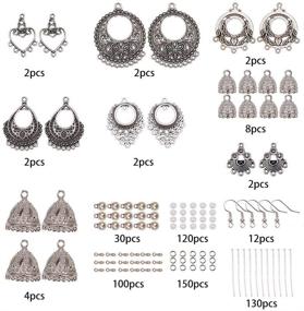 img 3 attached to 📿 Complete DIY Vintage Ethnic Indian Dangle Earrings Making Kit – Jhumka Jhumki Bollywood Gypsy Oxidized Chandelier Jewelry Craft Supplies for Beginners with Instruction – SUNNYCLUE 1 Box