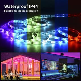 img 1 attached to 🌈 DINJA 12V LED RGB Strip Rope Lights 16.4ft/5M Colored Waterproof, Upgraded 44 Keys RF Remote Controller with Timing Off, Lock & Unlock for TV Home, Bedroom, Kitchen, Indoor Decoration Lighting