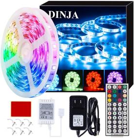 img 4 attached to 🌈 DINJA 12V LED RGB Strip Rope Lights 16.4ft/5M Colored Waterproof, Upgraded 44 Keys RF Remote Controller with Timing Off, Lock & Unlock for TV Home, Bedroom, Kitchen, Indoor Decoration Lighting