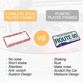 img 1 attached to 💎 Блинг рамка для автомобильного номера: Ручная работа из кристалла и нержавеющей стали для девушек/женщин - блестящий, прочный и универсально подходит для красного автомобиля.