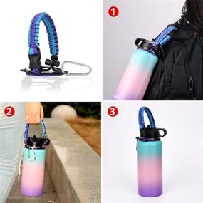 img 2 attached to 🧺 iLVANYA Paracord Handle with Shoulder Strap for Hydro Flask and Wide Mouth Bottles, Paracord Strap Carrier for 12oz to 64oz Bottle, Bottle Accessories with Safety Ring Carabiner - Enhanced SEO