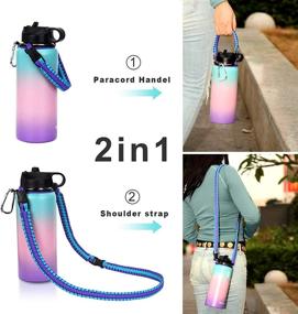 img 3 attached to 🧺 iLVANYA Paracord Handle with Shoulder Strap for Hydro Flask and Wide Mouth Bottles, Paracord Strap Carrier for 12oz to 64oz Bottle, Bottle Accessories with Safety Ring Carabiner - Enhanced SEO