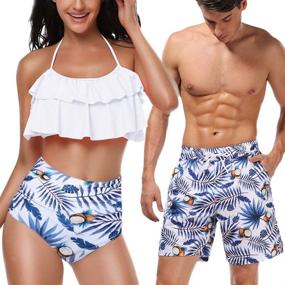 img 1 attached to Fashionable Jumojufol Swimsuit: Flattering XL Waisted Falbala for Women's Swimwear & Cover Ups
