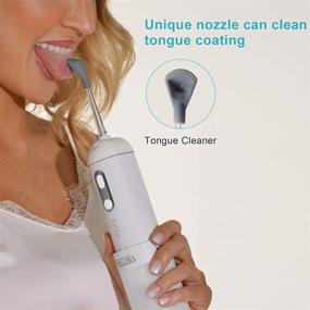 img 3 attached to Cordless Water Flosser: Portable Electric Teeth Cleaner for Home & Travel - 4 Modes, Waterproof, Telescopic Tank, 4 Jet Tips, 1 Tongue Cleaner - Ideal for Daily Teeth Braces & Bridges Care