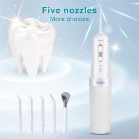 img 1 attached to Cordless Water Flosser: Portable Electric Teeth Cleaner for Home & Travel - 4 Modes, Waterproof, Telescopic Tank, 4 Jet Tips, 1 Tongue Cleaner - Ideal for Daily Teeth Braces & Bridges Care