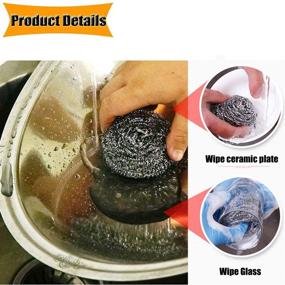 img 2 attached to 🧽 Pack of 16 Stainless Steel Sponges Scrubbers | High-Density Metal Scouring Pads Balls for Pot Pan Dish Wash Cleaning | Rust & Dirt Removal | Cookware Cleaner (16 Packs)