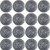 🧽 pack of 16 stainless steel sponges scrubbers | high-density metal scouring pads balls for pot pan dish wash cleaning | rust & dirt removal | cookware cleaner (16 packs) logo