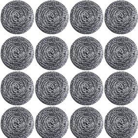 img 4 attached to 🧽 Pack of 16 Stainless Steel Sponges Scrubbers | High-Density Metal Scouring Pads Balls for Pot Pan Dish Wash Cleaning | Rust & Dirt Removal | Cookware Cleaner (16 Packs)