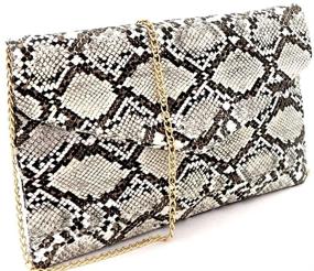 img 2 attached to Women's Snake Leather Envelope Clutch Crossbody Handbags & Wallets