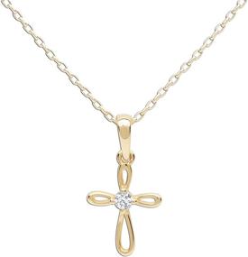 img 4 attached to 🔀 Sterling Silver First Communion Infinity Cross Pendant Necklace with CZ for Girls