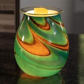 img 3 attached to Enhance Your Space with VP Home Radiant Art Glass Fragrance Warmer - Viridian Swirl