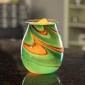 img 1 attached to Enhance Your Space with VP Home Radiant Art Glass Fragrance Warmer - Viridian Swirl