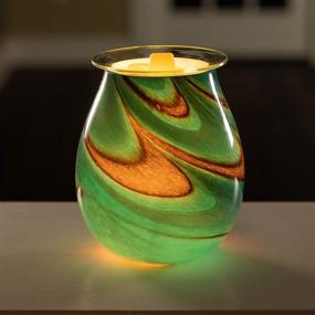 img 2 attached to Enhance Your Space with VP Home Radiant Art Glass Fragrance Warmer - Viridian Swirl