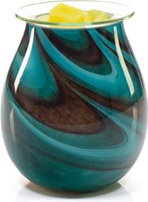 img 4 attached to Enhance Your Space with VP Home Radiant Art Glass Fragrance Warmer - Viridian Swirl