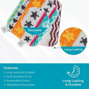 img 2 attached to 🧽 Skoy Scrub - Non-Scratching & Reusable Kitchen Scrub - Eco-Friendly, Dishwasher Safe, 4-Pack - Assorted Colors & Designs