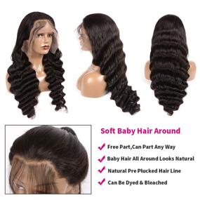 img 3 attached to Siyun Show Loose Deep Wave Lace Front Wigs: Pre-Plucked, HD Transparent Full Lace Wig with Baby Hair - Brazilian Virgin Hair for Black Women (16 Inch, Natural Black, 150% Density)