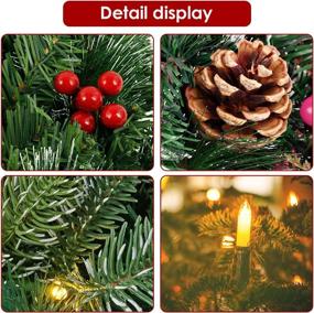 img 2 attached to 🎄 Christmas Wreath 24 Inch with 50 LED Beads: Pine Cone Red Berries Garland for Festive Front Door Decoration - Indoor and Outdoor Home Décor for Christmas Party