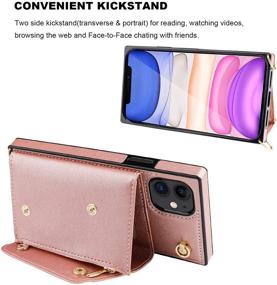 img 2 attached to KIHUWEY iPhone 11 Crossbody Case: Wallet, Kickstand, Strap & Zipper Purse - Rose Gold