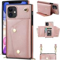 kihuwey iphone 11 crossbody case: wallet, kickstand, strap & zipper purse - rose gold logo