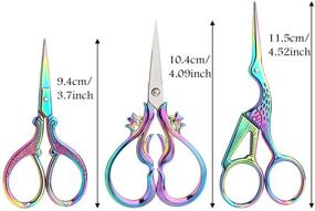 img 3 attached to Vintage European Style Embroidery Scissors Set - 3 Pairs of Stainless Steel Scissors with Classic Crane Design