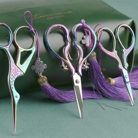 img 2 attached to Vintage European Style Embroidery Scissors Set - 3 Pairs of Stainless Steel Scissors with Classic Crane Design