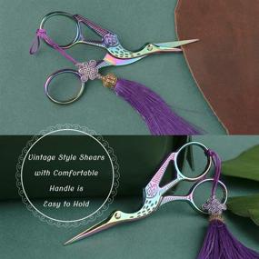 img 1 attached to Vintage European Style Embroidery Scissors Set - 3 Pairs of Stainless Steel Scissors with Classic Crane Design