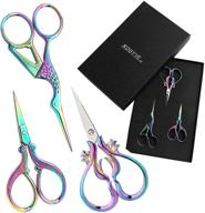 vintage european style embroidery scissors set - 3 pairs of stainless steel scissors with classic crane design logo