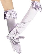 kids long satin formal gloves with full finger and pearl bowknot - perfect for girls' wedding dress, size 10bl logo
