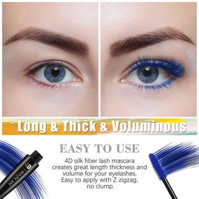 img 1 attached to 3-Piece Set of Colorful Water-Proof 4D Silk Fiber Lash Mascara - Smudge-Proof Purple Blue Green Mascara for Lengthening and Thickening Eyelashes, Long Lasting, No Clumping, No Flaking - Natural Extension Mascara