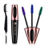 3-piece set of colorful water-proof 4d silk fiber lash mascara - smudge-proof purple blue green mascara for lengthening and thickening eyelashes, long lasting, no clumping, no flaking - natural extension mascara logo