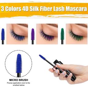 img 3 attached to 3-Piece Set of Colorful Water-Proof 4D Silk Fiber Lash Mascara - Smudge-Proof Purple Blue Green Mascara for Lengthening and Thickening Eyelashes, Long Lasting, No Clumping, No Flaking - Natural Extension Mascara