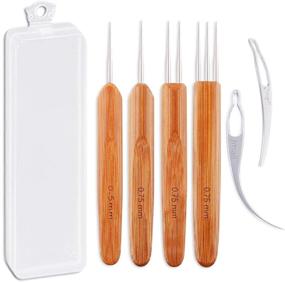 img 4 attached to AlyBoto 6Pcs Dreadlock Accessories: Hair Locking & Crochet Tool Set - Bamboo Handle Crochet Needles for Dreadlock Crochet Kit (6 Pieces/Pack)