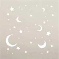 moon and stars stencil by studior12 - dreamy night sky pattern art - reusable mylar template for painting, chalk, mixed media - ideal for journaling and diy home decor - stcl706 (6x6 inches) logo