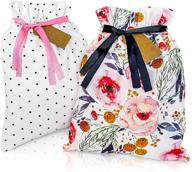 🎁 gather & knot 16-inch premium fabric gift bags - 2pk, durable canvas drawstring, reusable gift wrap for weddings, bridesmaids, birthdays - all occasions, pink floral cotton set logo