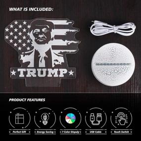 img 1 attached to 🌟 Ikavis 3D LED Night Light Trump Acrylic Illusion Lamp with 7 Color Options and Touch Sensor, Perfect Trump Fan Gift for Kids, Boys, Girls, Men, or Women