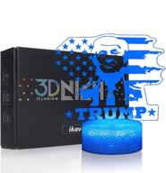 🌟 ikavis 3d led night light trump acrylic illusion lamp with 7 color options and touch sensor, perfect trump fan gift for kids, boys, girls, men, or women логотип