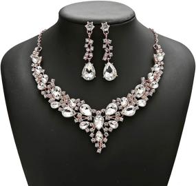 img 3 attached to HapiBuy Rhinestone Necklace Bridesmaid Accessories