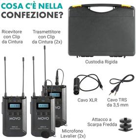 img 3 attached to Movo WMX-20-DUO: 48-канальная беспроводная система лавсан микрофонов UHF - 2 передатчика и 2 лапельных микрофона - совместима с DSLR (дальность звука 330 футов)