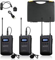 movo wmx-20-duo: 48-channel uhf wireless lavalier mic system - 2 transmitters & 2 lapel mics - dslr compatible (330' audio range) logo