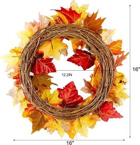 img 2 attached to Fall Wreath - 16-inch Twinkle Star Design with Harvest Pumpkins, Artificial Maple Leaves, Pine Cone, and Berries - Ideal for Front Door, Wall, Indoor, Outdoor Halloween & Thanksgiving Decorations