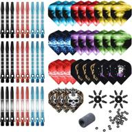 🎯 tezoro dart accessories set - aluminum dart shafts, dart flights, flight savers, sharpener, o-rings - bulk pack of 104 pieces logo