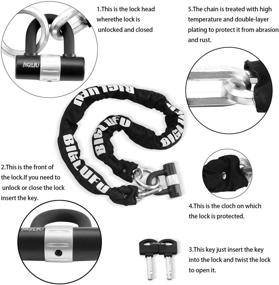 img 2 attached to 🔒 BIGLUFU Motorcycle Lock Chain Locks with 4 Keys, 16mm U-Lock, 5ft Heavy-Duty Chain, Cut-Proof 12mm Thick Chains - Ideal for Motorcycles, Bikes, Generators, Gates, Scooters