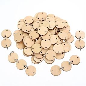 img 1 attached to 🎨 Bememo Round Wooden Discs with Holes Birthday Board Tags - Pack of 100 with 15mm Rings for Arts and Crafts (3.8CM)