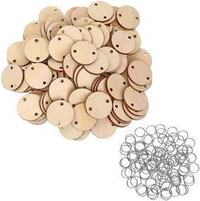 img 4 attached to 🎨 Bememo Round Wooden Discs with Holes Birthday Board Tags - Pack of 100 with 15mm Rings for Arts and Crafts (3.8CM)