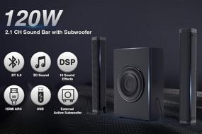 img 3 attached to 🎧 Enhance Your TV Experience with the 2.1 CH Sound Bar with Subwoofer - 120W, Surround Sound, DSP, HDMI ARC, Bluetooth, and more!