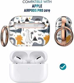 img 3 attached to 🦖 Миленький чехол для защиты наушников AirPods Pro 2019 от Wenew - неистекающие узоры, ударопрочный жесткий чехол с карабином для девочек, женщин и мужчин.