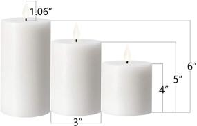 img 3 attached to Enhance Your Fireplace Decor with Smtyle White Flameless Candles - Set of 3 Pillar LED Flickering Candles operated by Remote Control